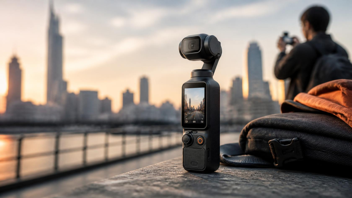 Illustration of DJI Osmo Pocket 3 for a beginner camera settings guide.