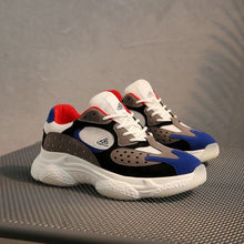 Load image into Gallery viewer, Men's Trendy Breathable Color Block Dad Sneaker Shoes - White Blue - Abershoes