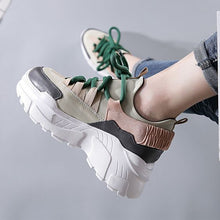 Load image into Gallery viewer, Chic Color Block Leather Dad Sneaker Shoes - Abershoes
