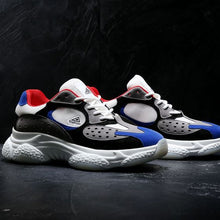 Load image into Gallery viewer, Men's Trendy Breathable Color Block Dad Sneaker Shoes - White Blue - Abershoes