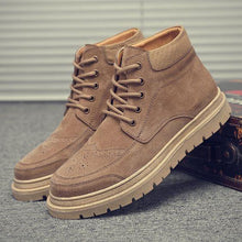 Load image into Gallery viewer, High Top Khaki/Black Leather Martin Boots - Abershoes
