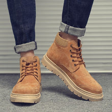 Load image into Gallery viewer, High Top Khaki/Black Leather Martin Boots - Abershoes