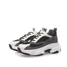 Load image into Gallery viewer, Stylish Color Block Leather Platform Dad Sneakers - Abershoes